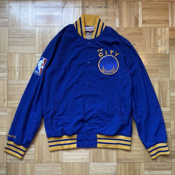 Mitchell & Ness NBA Golden State Warriors The City Medium Warm Up Jacket Blue - Picture 1 of 11